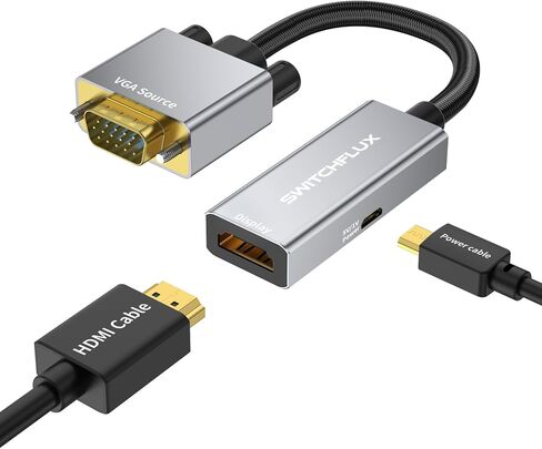 محول VGA إلى HDMI، محول VGA (المصدر) إلى HDMI (عرض) أحادي الاتجاه 1080P@60 هرتز (ذكر إلى أنثى) متوافق مع الكمبيوتر المحمول، الكمبيوتر، بطاقة الرسومات، الشاشة، جهاز العرض in Kuwait