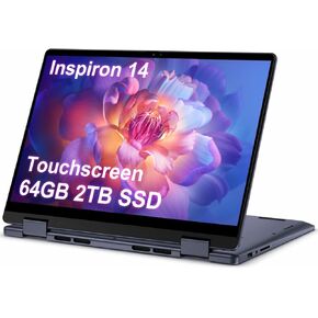 Dell Inspiron 14 2-in-1 Touchscreen Laptop (14" FHD+ IPS, 64GB DDR5 RAM, 2TB SSD, AMD Ryzen 5 8640HS (> intel i7-1255U)) For Business, Students, FP, Backlit, FHD Webcam, Inspiron 7445, Win 11 Pro in Kuwait