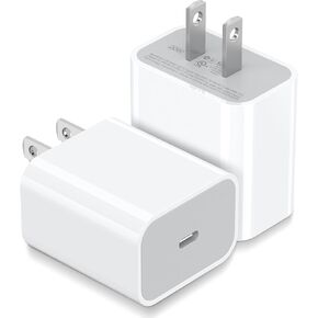 2 حزمة شاحن USB C بقدرة 20 وات، محول طاقة شاحن جداري سريع من النوع C مكعب من الطوب لهاتف iPhone 17/Pro/Pro Max/17 Air/ 16/16 Pro/16 Pro Max/15/Plus/Pro/Pro Max (أبيض) in Kuwait