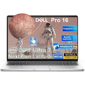 Dell Pro 16 PC16250 Touch Business Laptop(Nextgen Latitude), 16" FHD+ IPS Display, Intel Ultra 7 225U (12 cores, Up to 5.2 GHz), 16GB DDR5 RAM, 512GB SSD, Backlit KB, Fingerprint, WiFi 6E, Win 11 Pro in Kuwait