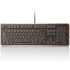 RK104 Retro Mechanical Keyboard, Wired 104 Keys Typewriter Style with Wood Grain, QMK/VIA Programmable, Green Linear Switches, N-Key Rollover, for Mac & Windows in Saudi Arabia