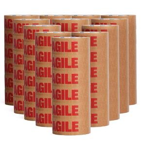 ADHES Fragile Tape Kraft Paper Tape - 2in x 55yds, 6 Rolls, Strong Adhesive, Eco-Friendly Paper Packing Tape for Shipping & Moving, Heavy Duty Protection for Fragile Items in Saudi Arabia