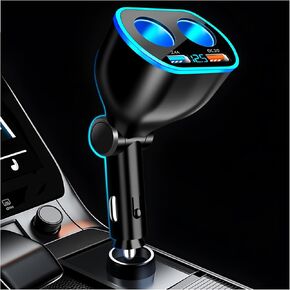 4 in 1 Car Cigarette Lighter Splitter,Dual Cigarette Lighter Adapters for Cars with USB Port 2.4A & QC3.0 Super Fast & LED Voltmeter,12/24V Car Charger Adapter for Phone Dash Cam in Saudi Arabia