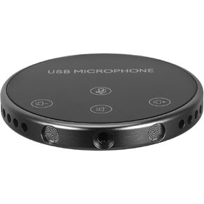360° Omnidirectional USB Microphone for Conference Calls and Laptop Use, Portable Tabletop Mic with High-Sensitivity Audio Pickup, Black Desktop Microphone for Video and Voice in Saudi Arabia