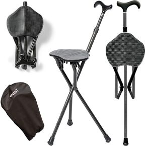 Folding Cane Seat, Carbon Fiber Walking Stick with Chair, Portable, Compact Foldable Cane and Chair Combination with Carry Case in Saudi Arabia