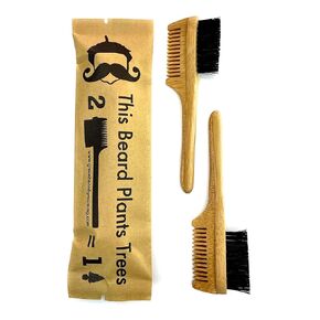 Pocket Sapling Mustache Brush & Comb (2-Pack) from Green Beard Grmng - Boar Bristle & Bamboo in Kuwait