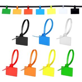 100 PCS Cable Zip Tie with Tag, Multicolor Self-Locking Wire Zip Ties Tags, Waterproof Nylon Written-on Straps Label Mark Ties for Wire Organizing Luggage Tags in Kuwait