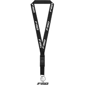 iPick Image for Ford F-150 2008-2014 Black Strap ID Holder Lanyard with 3D Die-Cut Metal Key Chain Key Charm - Official Licensed in Kuwait
