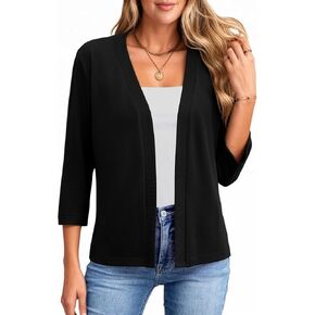 Newchoice Womens 3/4 Sleeve Open Front Cardigan Cropped Lightweight Shrug Bolero Cardigan Sweater in Kuwait