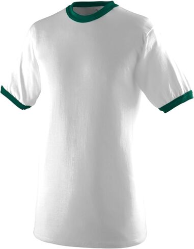 Augusta Sportswear Medium Ringer Tee Shirt, White/Dark Green in Saudi Arabia