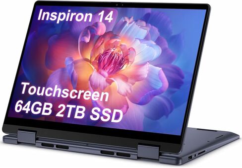 كمبيوتر محمول Dell Inspiron 14 2 في 1 يعمل باللمس (14 بوصة FHD+ IPS، ذاكرة الوصول العشوائي DDR5 سعة 64 جيجابايت، 2 تيرابايت SSD، AMD Ryzen 5 8640HS (> intel i7-1255U)) للأعمال والطلاب وFP وإضاءة خلفية وكاميرا ويب FHD، Inspiron 7445، Win 11 Pro in Kuwait
