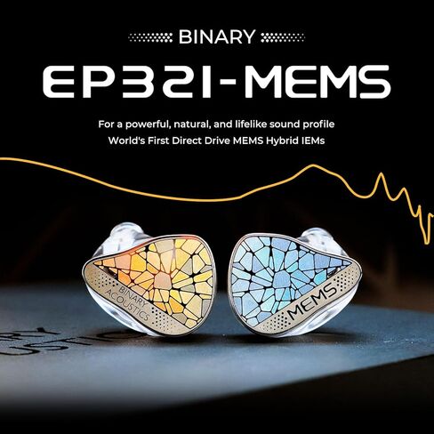 HiFiGo Binary EP321 MEMS in-Ear Monitor, Direct-Drive MEMS Earphones, 3BA +2DD+1MEMS Hybrid IEM with Iridescent CNC Stainless Steel Faceplates for Musician Audiophile (3.5mm) in Kuwait