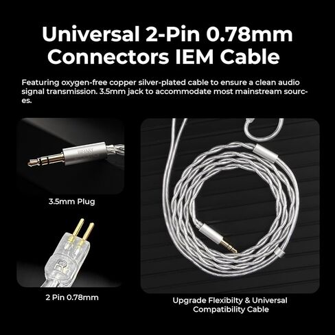 HiFiGo Binary EP321 MEMS in-Ear Monitor, Direct-Drive MEMS Earphones, 3BA +2DD+1MEMS Hybrid IEM with Iridescent CNC Stainless Steel Faceplates for Musician Audiophile (3.5mm) in Kuwait