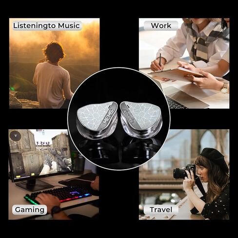 HiFiGo Binary EP321 MEMS in-Ear Monitor, Direct-Drive MEMS Earphones, 3BA +2DD+1MEMS Hybrid IEM with Iridescent CNC Stainless Steel Faceplates for Musician Audiophile (3.5mm) in Kuwait