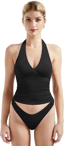 SUUKSESS Women Halter Backless Tank Tops with Built in Bra Double Lined V Neck Y2k Going Out Tops in Saudi Arabia