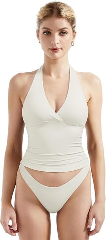 SUUKSESS Women Halter Backless Tank Tops with Built in Bra Double Lined V Neck Y2k Going Out Tops in Saudi Arabia