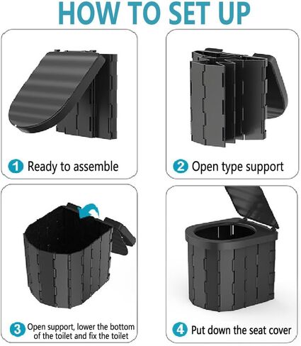 Portable Camping Toilet, Porta Potty for Adults Folding Camp Toilet with Lid, Composting Toilets for Hiking, Camping, Car, Waterproof Porta Potty, Car Camping Essentials in Saudi Arabia