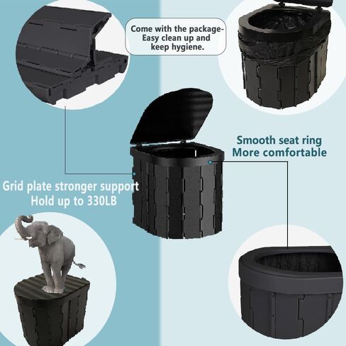 Portable Camping Toilet, Porta Potty for Adults Folding Camp Toilet with Lid, Composting Toilets for Hiking, Camping, Car, Waterproof Porta Potty, Car Camping Essentials in Saudi Arabia