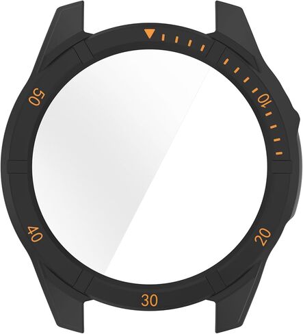 MOTONG PC Full Coverage Protective Watch Case Cover Tempered Glass Screen Protector Compatible with Garmin Fenix 8 47mm (Black+orange) in Saudi Arabia