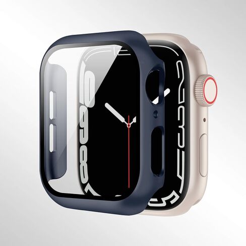 Compatible with Apple Watch Series 10/9/8/7/6/5/4 40/41/44/45/42/46mm, Featuring a Tempered Glass Screen Protector and a Hard PC case for All-Around Protection. (Midnight Blue,44mm) in Saudi Arabia