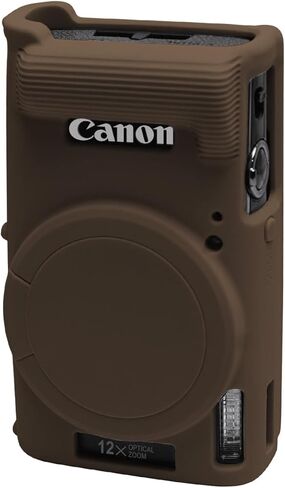 حافظة سهلة الغطاء لكاميرا Canon PowerShot IXY 650/ELPH 360، غطاء كاميرا من السيليكون الناعم مع غطاء عدسة قابل للإزالة، حافظة واقية مضادة للخدش للكاميرا (بني) in Saudi Arabia