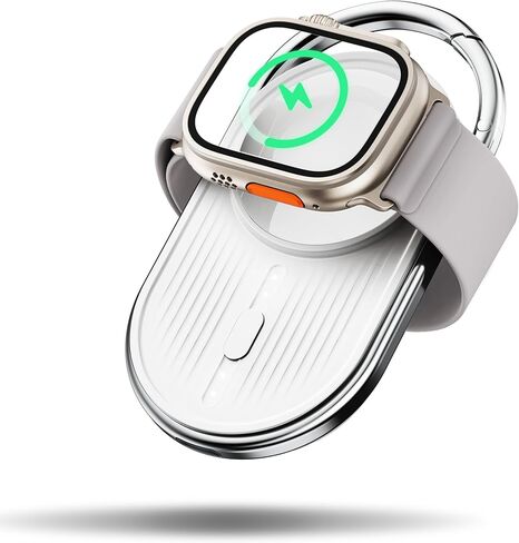Portable Charger for Apple Watch - YoFeW 1200mAh Wireless Magnetic Power Bank, Travel Keychain Accessory Watch Charger for iWatch Series 9/8/7/6/5/4/3/2/SE/Ultra (White) in Saudi Arabia