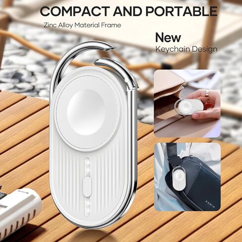 Portable Charger for Apple Watch - YoFeW 1200mAh Wireless Magnetic Power Bank, Travel Keychain Accessory Watch Charger for iWatch Series 9/8/7/6/5/4/3/2/SE/Ultra (White) in Saudi Arabia