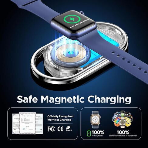 Portable Charger for Apple Watch - YoFeW 1200mAh Wireless Magnetic Power Bank, Travel Keychain Accessory Watch Charger for iWatch Series 9/8/7/6/5/4/3/2/SE/Ultra (White) in Saudi Arabia