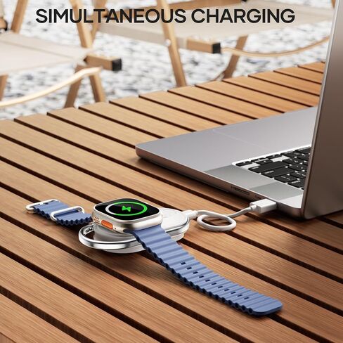 Portable Charger for Apple Watch - YoFeW 1200mAh Wireless Magnetic Power Bank, Travel Keychain Accessory Watch Charger for iWatch Series 9/8/7/6/5/4/3/2/SE/Ultra (White) in Saudi Arabia