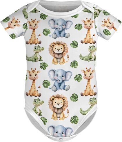 Cute Lions Elephant Giraffe Crocodiles Baby Bodysuits Cartoon Jungle Safari Animals Baby Romper in Saudi Arabia