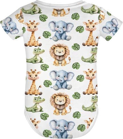 Cute Lions Elephant Giraffe Crocodiles Baby Bodysuits Cartoon Jungle Safari Animals Baby Romper in Saudi Arabia