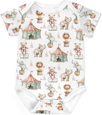 Cute Lions Elephant Giraffe Crocodiles Baby Bodysuits Cartoon Jungle Safari Animals Baby Romper in Saudi Arabia