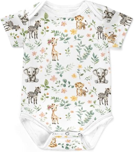 Cute Lions Elephant Giraffe Crocodiles Baby Bodysuits Cartoon Jungle Safari Animals Baby Romper in Saudi Arabia