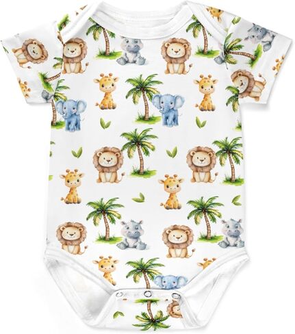 Cute Lions Elephant Giraffe Crocodiles Baby Bodysuits Cartoon Jungle Safari Animals Baby Romper in Saudi Arabia