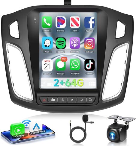 [Android 15] 4G+64G راديو ستيريو للسيارة Ford Focus 2012-2018، CarPlay Android Auto، 9.7 بوصة IPS شاشة تعمل باللمس GPS وحدة رئيسية WiFi Bluetooth DSP Audio USB Dual Mic HD كاميرا خلفية in Saudi Arabia