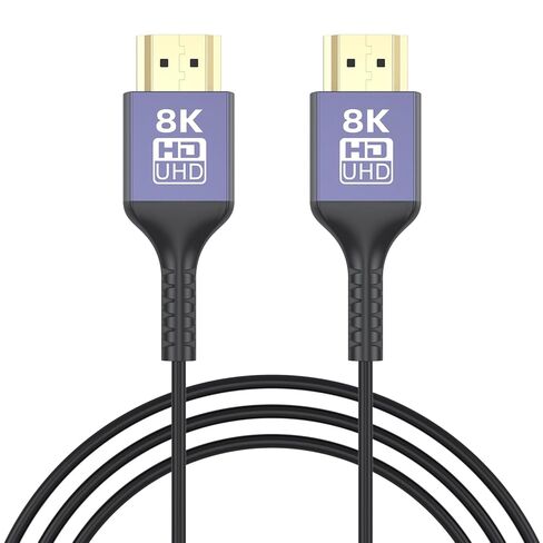 Ultra Thin HDMI Cable 10FT 8K, 48Gbps Slim HDMI Cable Flexible HDMI 2.1 Cable Cord [8K@60Hz, 4K@120Hz, HDR10+, eARC, 3D, HDCP2.3] Compatible with Apple TV/Wall-Mounted TV/Roku/DVD/PS5/Monitor in Saudi Arabia
