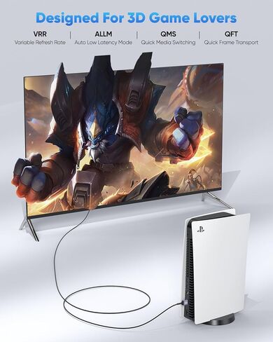 Ultra Thin HDMI Cable 10FT 8K, 48Gbps Slim HDMI Cable Flexible HDMI 2.1 Cable Cord [8K@60Hz, 4K@120Hz, HDR10+, eARC, 3D, HDCP2.3] Compatible with Apple TV/Wall-Mounted TV/Roku/DVD/PS5/Monitor in Saudi Arabia
