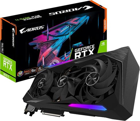 GIGABYTE AORUS GeForce RTX 3070 Ti Master 8G Graphics Card, MAX-Covered Cooling, 8GB 256-bit GDDR6X, GV-N307TAORUS M-8GD Video Card (Renewed) in Saudi Arabia