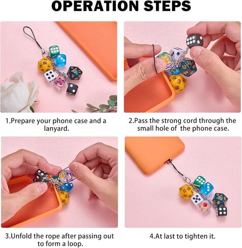 BEEFLYING Colorful Lucky Dice Mobile Phone Charms, Y2K Resin Mobile Phone Pendant Strap, Aesthetic Charm For Bag Keychain Wallet Camera Purse Decor in Kuwait