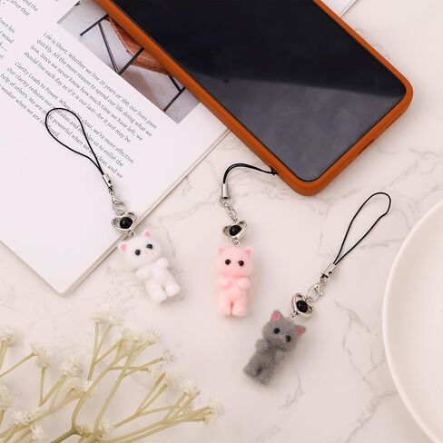 3pcs سحر الهاتف القط لطيف، Kawaii القط سحر الهاتف Y2K رقيق سحر الجمالية لطيف المحمول قلادة للهاتف المحمول سلسلة المفاتيح حقيبة لوازم الديكور (نمط أ) in Saudi Arabia