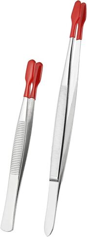 ملاقط Patikil Craft مع نصائح مطاطية ، 2 PCS PVC ملاقط مغلفة الطول الطويل من الفولاذ المقاوم للصدأ عازمة مستقيمة على مستقيم للاصطدام الطوابع حبات حبات المجوهرات ، الأحمر 5.9 "4.3" in Saudi Arabia