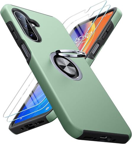 JAME for Samsung Galaxy A17/A26 5G Phone Case with Screen Protector [2 Packs] Ring Holder Stand Kickstand Dual Layer Military Shockproof Slim Protective Cover Samsung Galaxy A17/A26 Case, Alpine Green in Kuwait