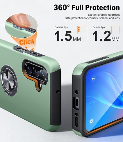 JAME for Samsung Galaxy A17/A26 5G Phone Case with Screen Protector [2 Packs] Ring Holder Stand Kickstand Dual Layer Military Shockproof Slim Protective Cover Samsung Galaxy A17/A26 Case, Alpine Green in Kuwait