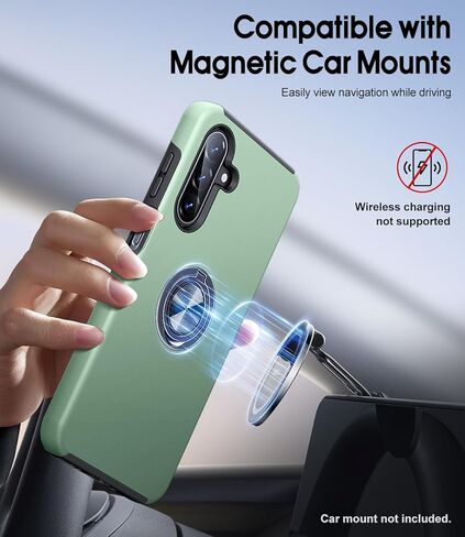 JAME for Samsung Galaxy A17/A26 5G Phone Case with Screen Protector [2 Packs] Ring Holder Stand Kickstand Dual Layer Military Shockproof Slim Protective Cover Samsung Galaxy A17/A26 Case, Alpine Green in Kuwait