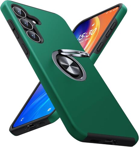 JAME for Samsung Galaxy A17/A26 5G Phone Case with Screen Protector [2 Packs] Ring Holder Stand Kickstand Dual Layer Military Shockproof Slim Protective Cover Samsung Galaxy A17/A26 Case, Alpine Green in Kuwait