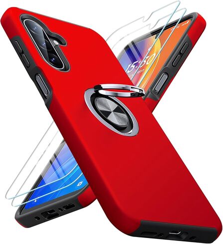 JAME for Samsung Galaxy A17/A26 5G Phone Case with Screen Protector [2 Packs] Ring Holder Stand Kickstand Dual Layer Military Shockproof Slim Protective Cover Samsung Galaxy A17/A26 Case, Alpine Green in Kuwait