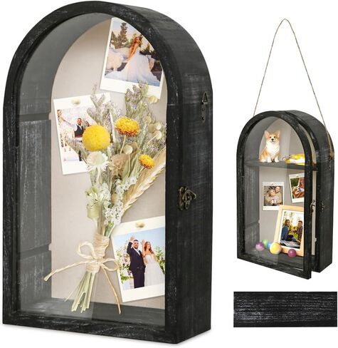 Dremisland Large Shadow Box Frame 10x16 Deep Shadow Boxes Display Case with Linen Back and Removable Shelves, Picture Frame Memory Box for Storage Wedding Bouquet, Keepsakes, Pet Memorial (White) in Kuwait