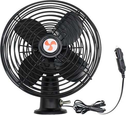 مروحة تبريد RV 12 فولت مع مفتاحين للسرعة، مروحة سيارة معدنية فضية شديدة التحمل، مراوح شاحنة 8 بوصة تنفخ الهواء البارد، مناسبة لجميع المركبات. (طول السلك 6 أقدام) in Kuwait
