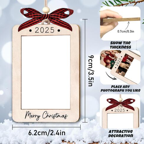 Merry Christmas Picture Frame Ornament 2025,Personalized Frame Christmas Keepsake Tree Decoration,Wooden Photo Frame Decoration,Merry Christmas Ornaments with Picture Insert for Daughter,Son in Saudi Arabia