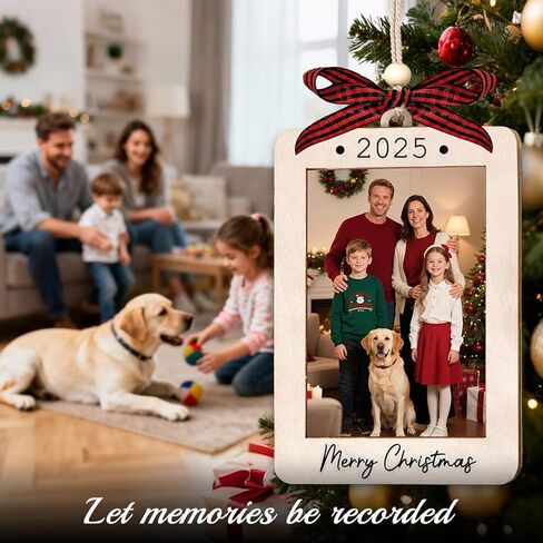 Merry Christmas Picture Frame Ornament 2025,Personalized Frame Christmas Keepsake Tree Decoration,Wooden Photo Frame Decoration,Merry Christmas Ornaments with Picture Insert for Daughter,Son in Saudi Arabia